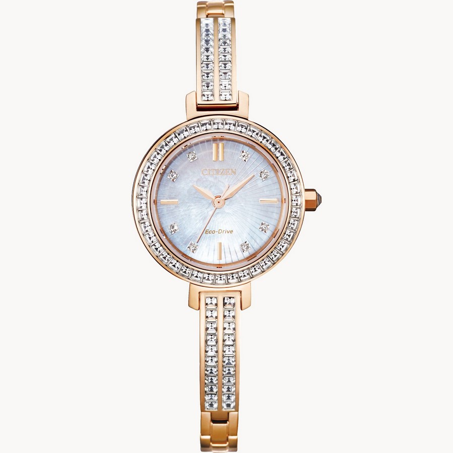 Đồng Hồ Citizen Silhouette Crystal Nữ Vàng Hồng 25mm